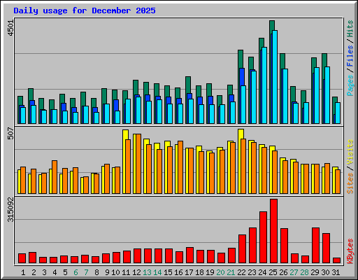 Daily usage for December 2025