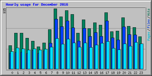 Hourly usage for December 2016